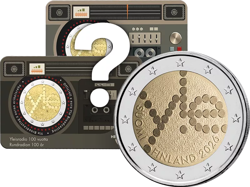 2 Euro Finnland 100 Jahre Finnischer Rundfunk Yleisradio 2026 in Coincard Sprache unserer Wahl