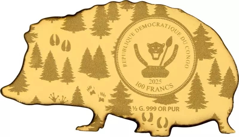 100 Francs Kongo Wildlife in Golden Shapes Igel 2025