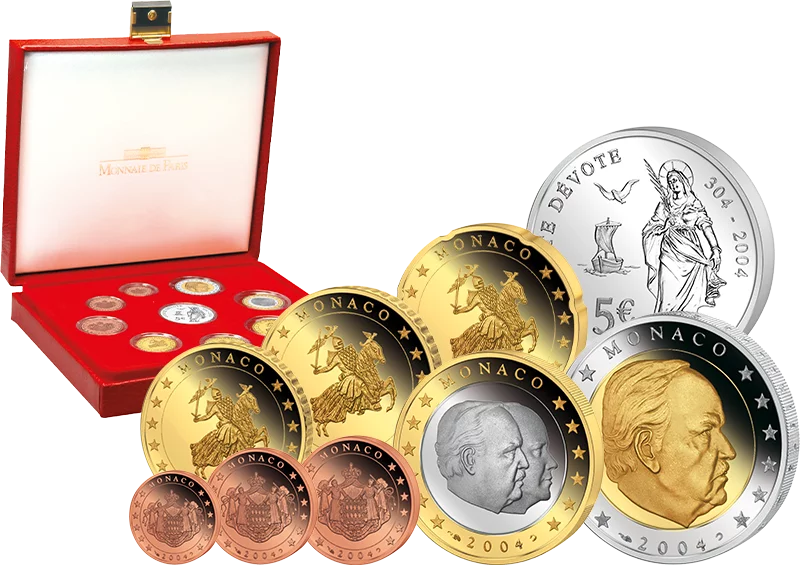 Euro-Kursmünzensatz Monaco 2004 inkl. 5-Euro-Gedenkmünze