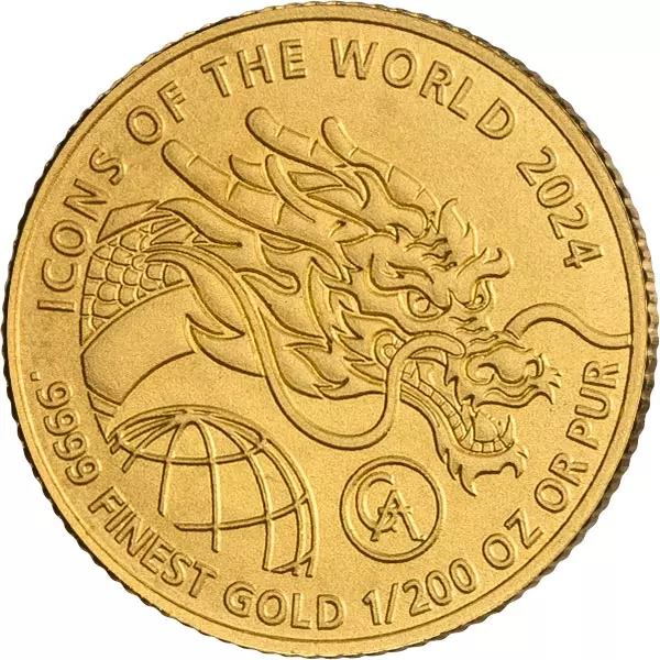 1/200 Unze Gold Ruanda Icons of the World - Jahr des Drachen 2024