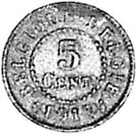 5 Centimes Belgien (Deutsche Besatzung) Wappenlöwe 1915-1916 sehr schön