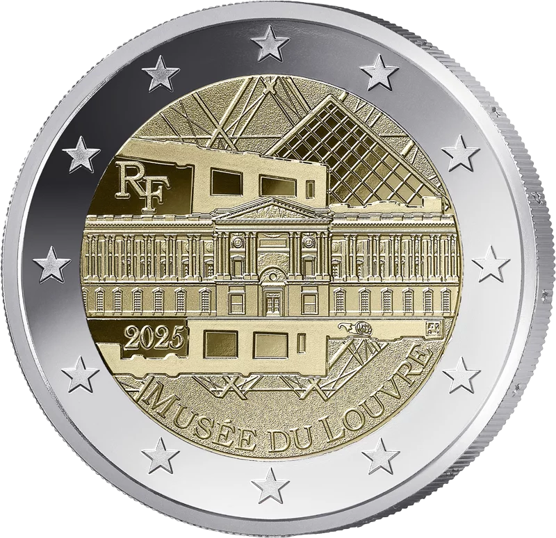 2 Euro Frankreich Louvre-Museum 2025 in Polierte Platte