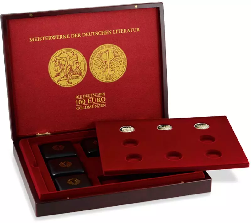 Münzkassette VOLTERRA DUO für 8 x 100 Euro Gold "Meisterwerke der dt. Literatur"