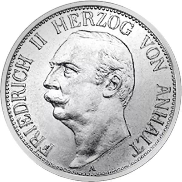 3 Mark Anhalt Großherzog Friedrich II. 1909-1911 3 Mark Anhalt Großherzog Friedrich II. 1909-1911