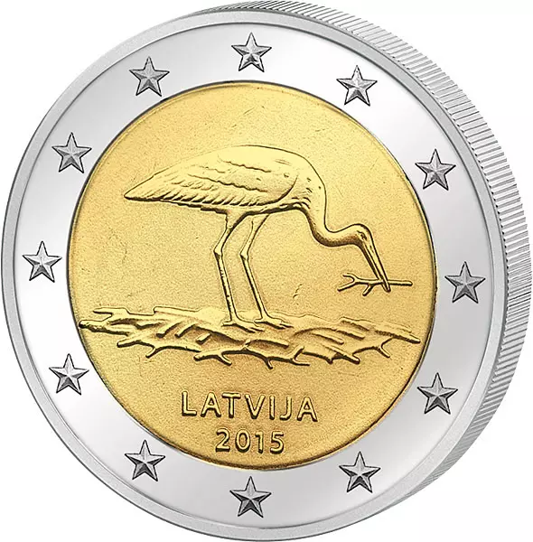 2 Euro Lettland Schwarzstorch-Schutzprogramm 2015