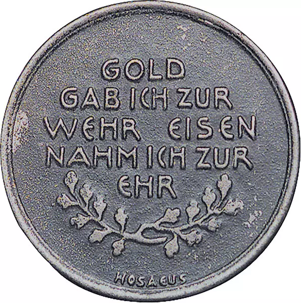 Original-Medaille Deutschland Gold gab ich für Eisen 1916