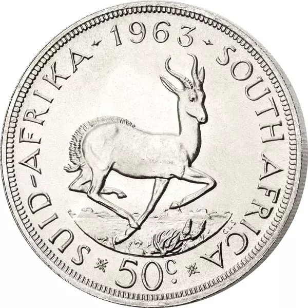 50 Cents Südafrika Springbock 1961 - 1964 50 Cents Südafrika Springbock 1961 - 1964