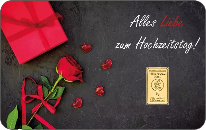 1 Gramm Gold Heimerle & Meule Finecard - Hochzeitstag