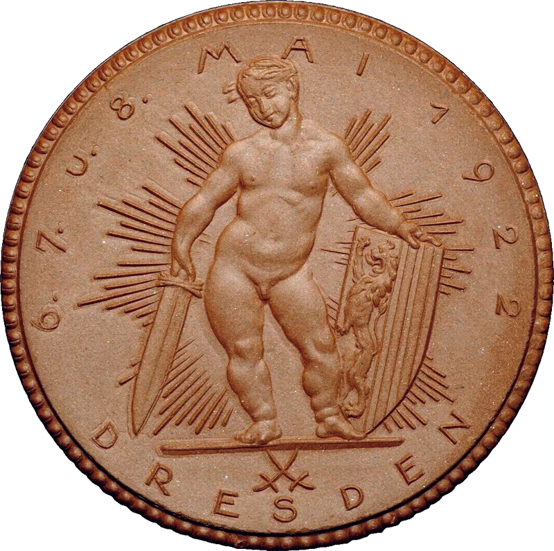 Porzellanmedaille Dresden Auf das Treffen der Verkehrstruppen am 6. - 8. Mai 1922