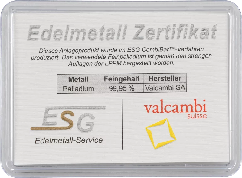 10 x 1 Gramm Palladium-Knickbarren CombiBar
