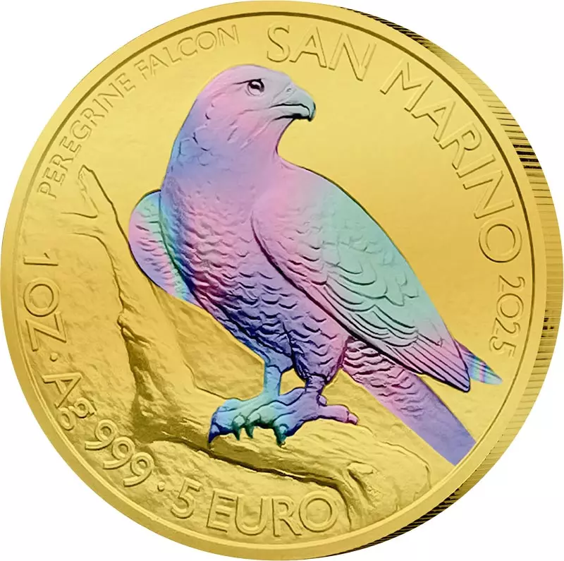 5 Euro San Marino Wanderfalke 2025 Golden Holographic