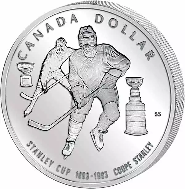 1 Dollar Kanada 100 Jahre Eishockey-Stanley Cup 1993 Polierte Platte