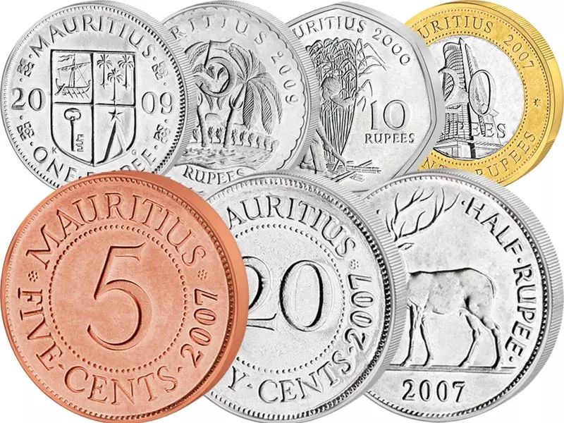 5 Cents - 20 Rupees Kursmünzensatz Mauritius 1987-2012