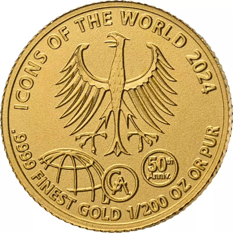 1/200 Unze Gold Ruanda Icons of the World - 50 Jahre Abschied Silberadler 2024