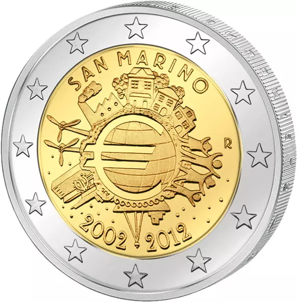 2 Euro San Marino 10 Jahre Euro 2012