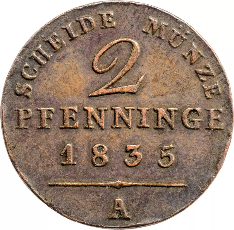 2 Pfennig Brandenburg-Preußen König Friedrich Wilhelm III. 1821 - 1840