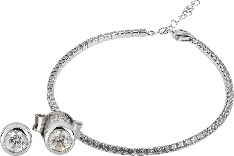 Schmuck Sparset Armband und Ohrstecker mit Zirkon