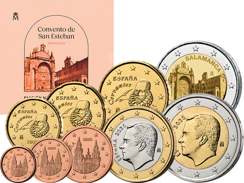 Euro-Kursmünzensatz Spanien 2025 inkl. 2 Euro Spanien UNESCO-Weltkulturerbe - Altstadt von Salamanca 2025