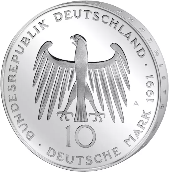 10 DM Münze BRD Brandenburger Tor 1991 Stempelglanz