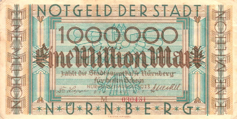 1 Million Mark Nürnberg Banknote 1923