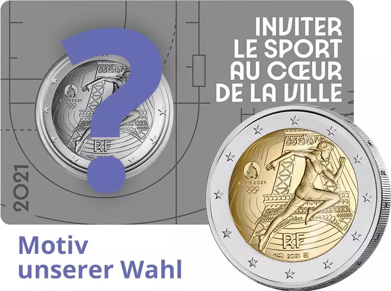 2 Euro Frankreich Olympia Paris 2024 - Übergabe der Olympischen Fahne 2021 2 Euro Frankreich Olympia Paris 2024 - Übergabe der Olympischen Fahne 2021