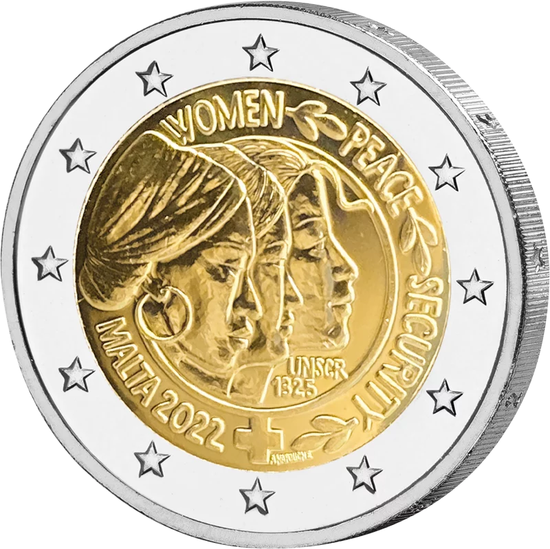 2 Euro Malta Resolution des UN-Sicherheitsrats zu Frieden und Sicherheit für Frauen 2022