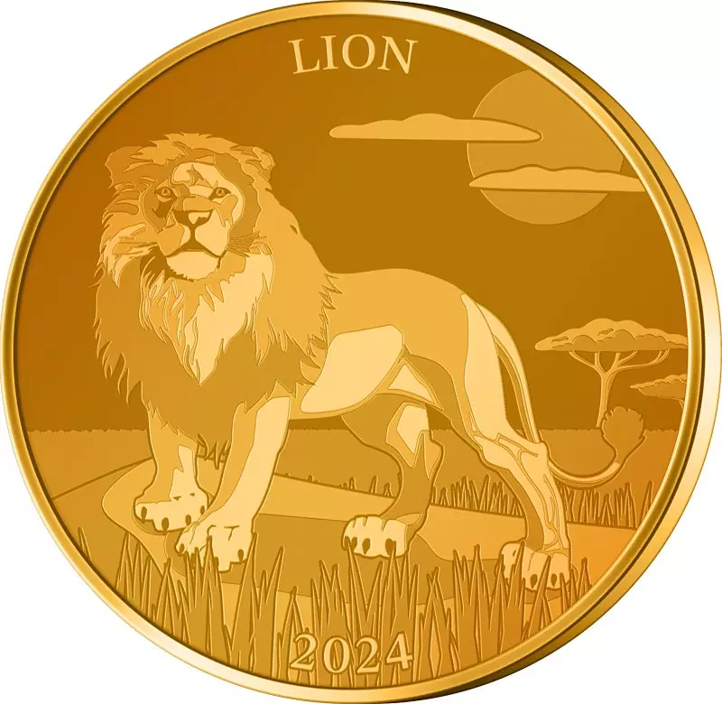 1 Dollar Samoa Titanmünzen Bunte Tierwelt - Löwe 2024