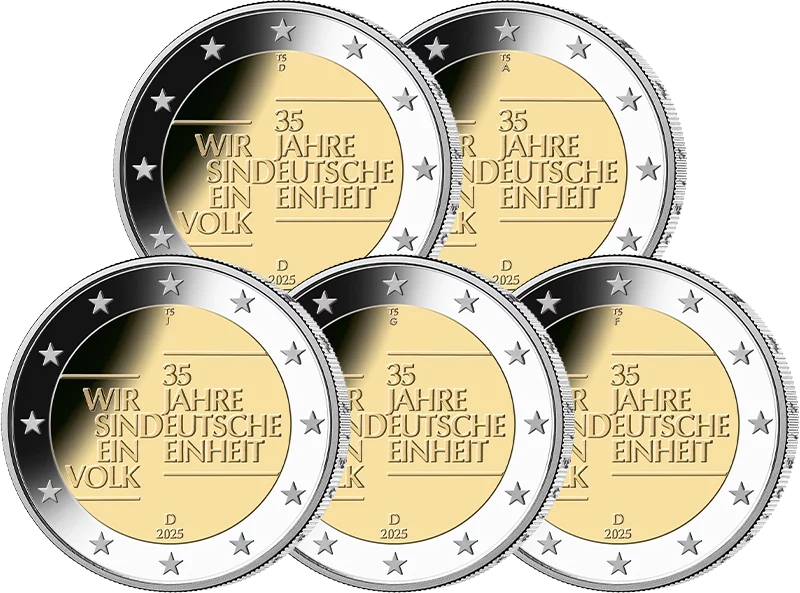 Tausch 5 x 2 Euro BRD 35 Jahre Deutsche Einheit 2025
