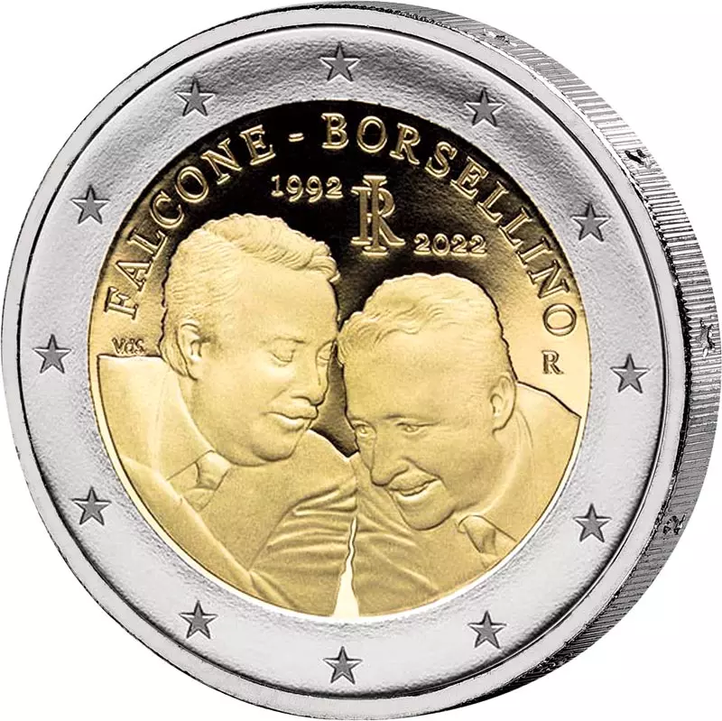 2 Euro Italien 30. Todestag Richter Giovanni Falcone und Paolo Borsellino 2022