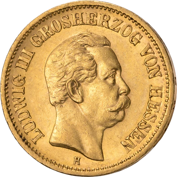 20 Mark Hessen Großherzog Ludwig III. 1872-1873 20 Mark Hessen Großherzog Ludwig III. 1872-1873