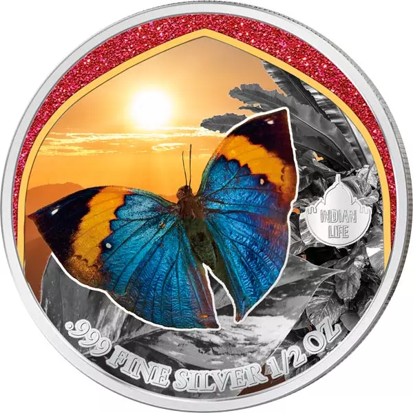 500 Francs Kamerun Mysterious Rhodium Indian Life - Indischer Blattschmetterling 2024