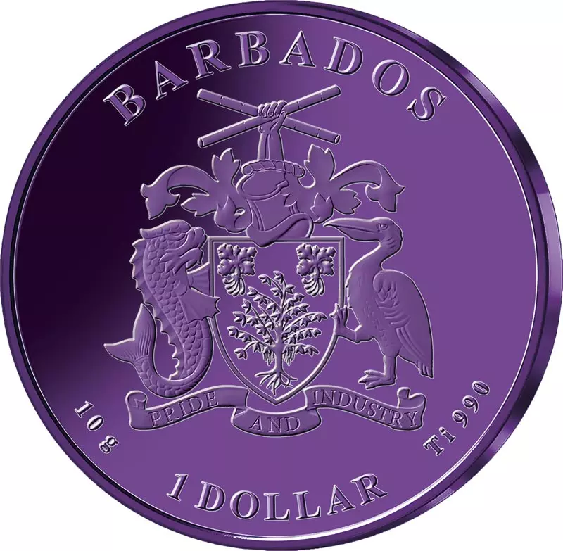 1 Dollar Barbados Titanmünzen Bunte Tierwelt - Seestern 2023