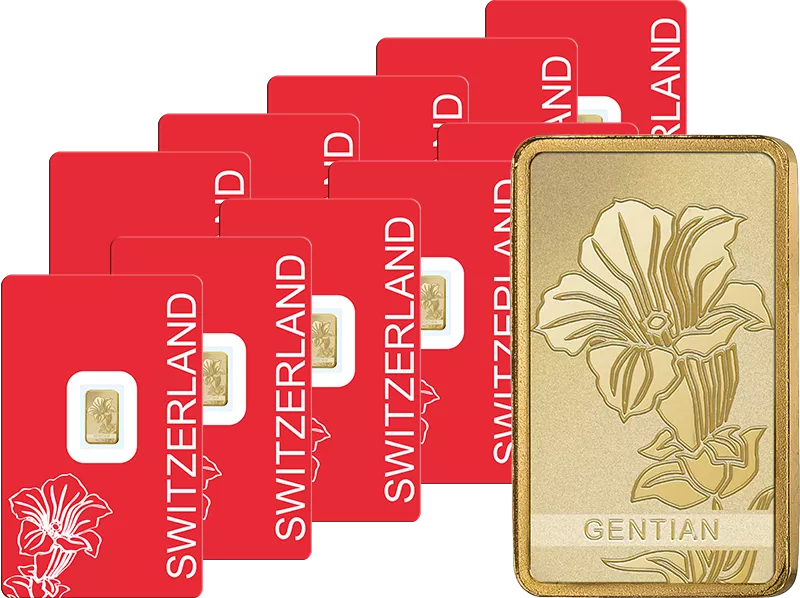 10 x 1 Gramm Goldbarren Enzian 2026