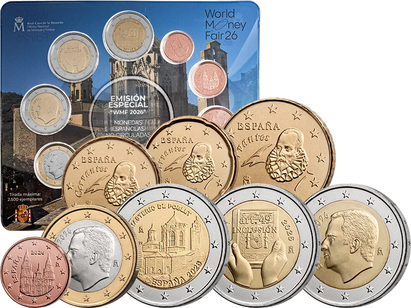 Euro-Kursmünzensatz Spanien World Money Fair inklusive beider 2-Euro-Gedenkmünzen 2026