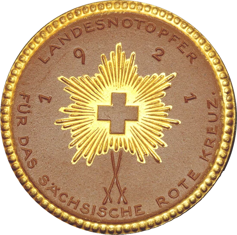 Porzellanmedaille Dresden auf das sächsische Rote Kreuz 1921
