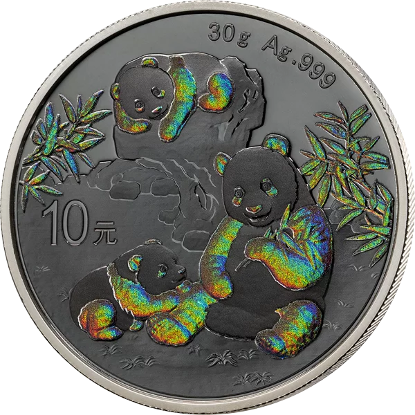 10 Yuan China Premium Panda Selection 2025 mit Schwarzrhodium und Schwarzhologramm