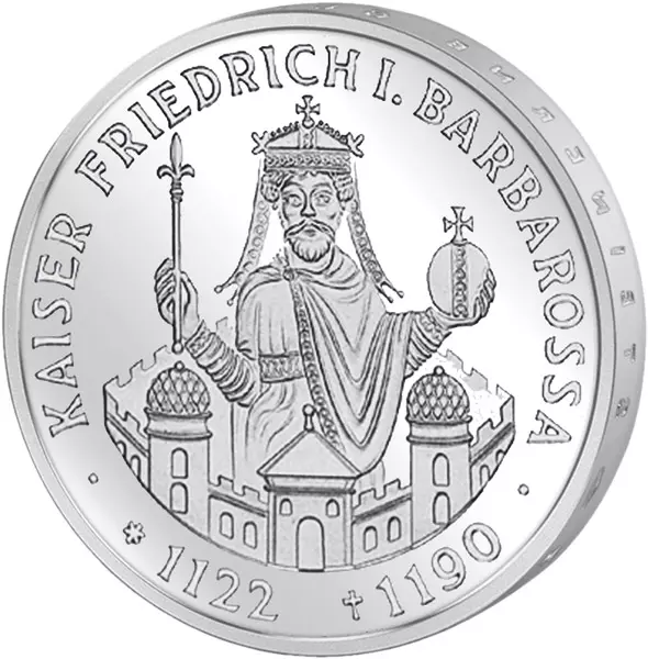 10 DM Münze BRD Kaiser Friedrich Barbarossa 1990 Polierte Platte