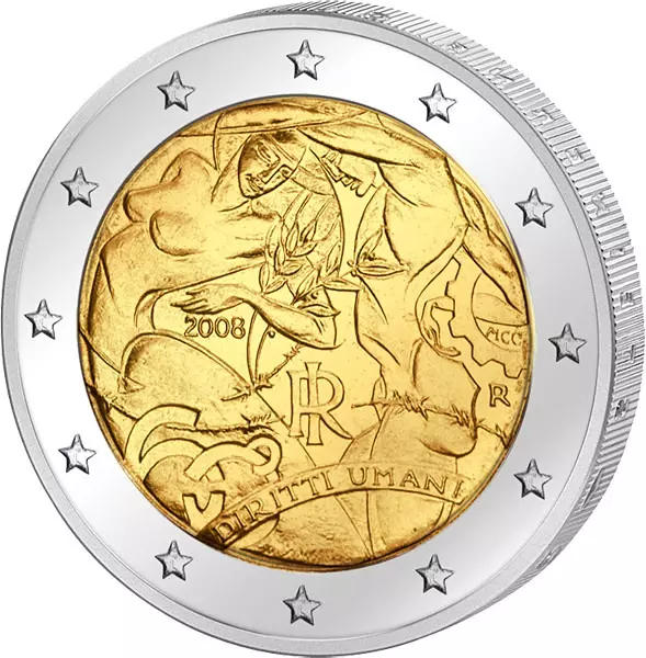 2 Euro Italien 60 Jahre Menschenrechte 2008 2 Euro Italien 60 Jahre Menschenrechte 2008
