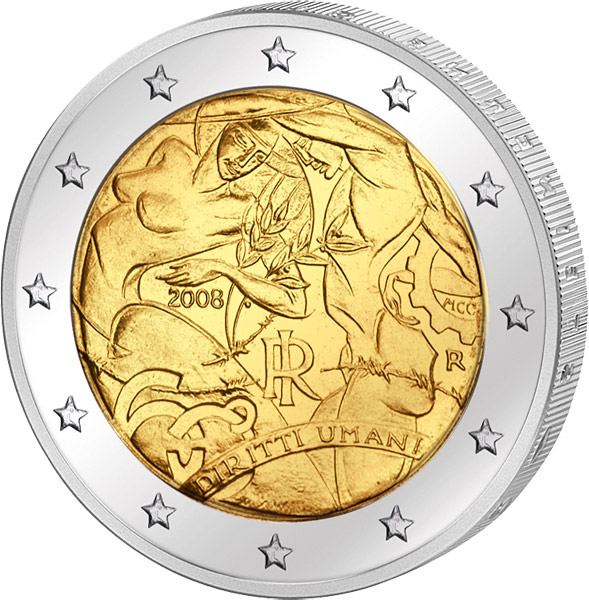 2 Euro Italien 60 Jahre Menschenrechte 2008