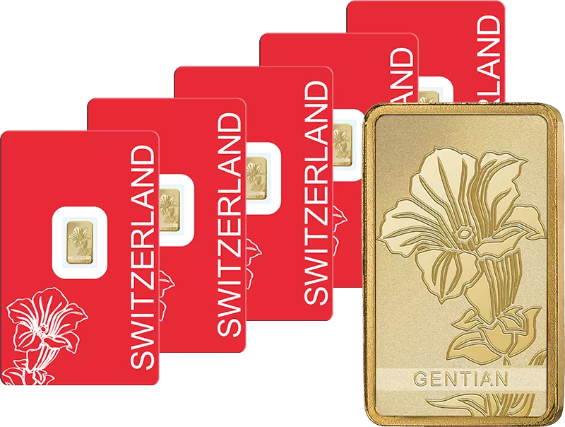 5 x 1 Gramm Goldbarren Enzian 2026