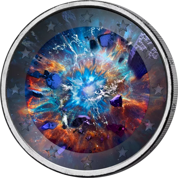 2-Euro Künstlerausgabe Glow in the Dark Weltraum Supernova