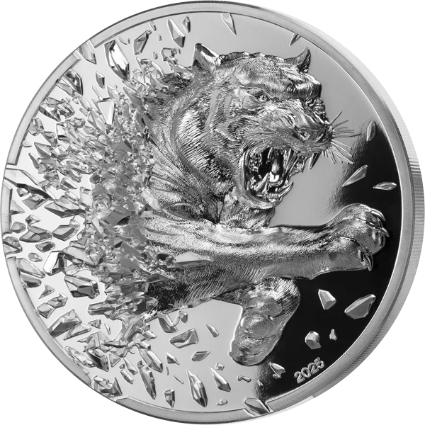 5.000 Togrog Mongolei Silver Burst Tiger 2025