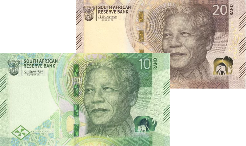 2er Set 10 + 20 Rand Südafrika Banknoten Nelson Mandela 2023