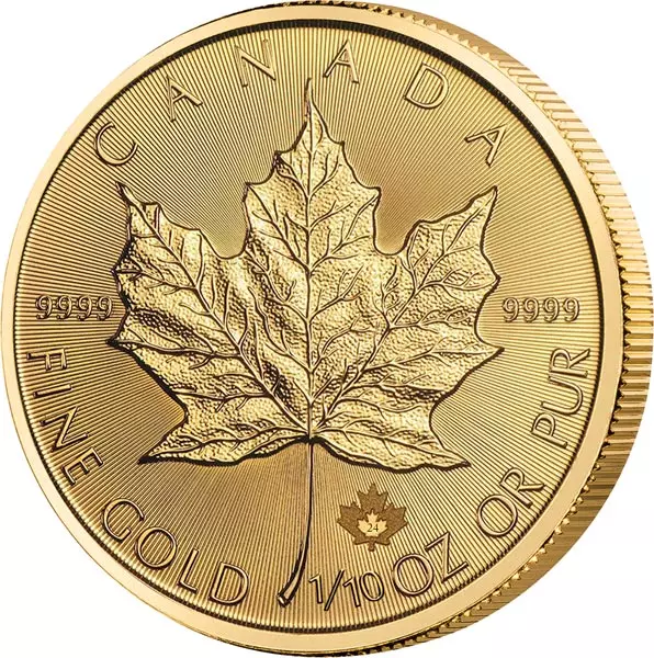 1/10 Unze Gold Kanada Maple Leaf 2024