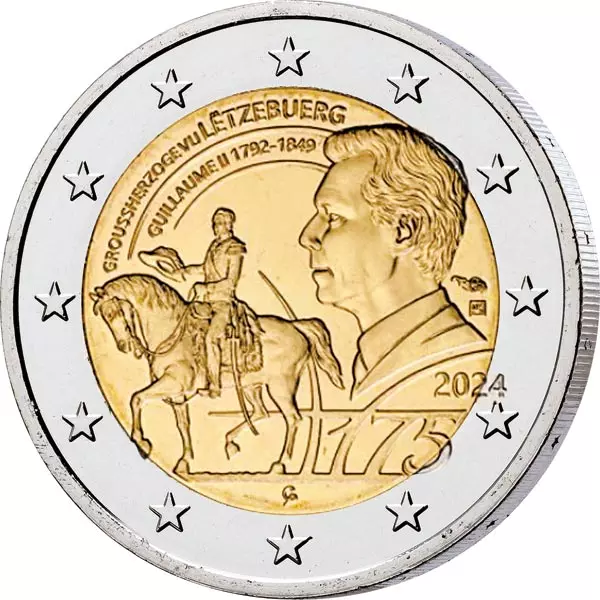 2 Euro Luxemburg 175. Todestag Großherzog Guilaume II. 2024