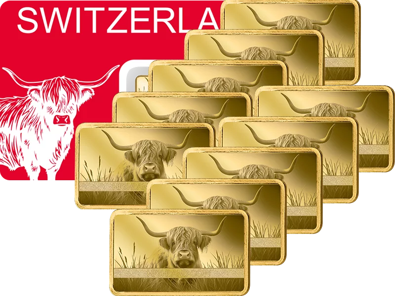 10 x 1 Gramm Goldbarren Highland Cow 2026