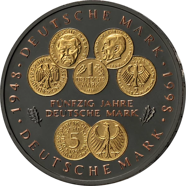 10 DM BRD 50 Jahre Deutsche Mark 1998 Golden Enigma Premium Edition