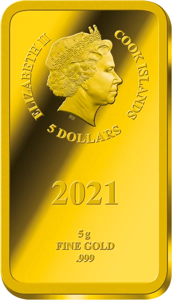 5 Dollars Cook-Inseln Goldbarren Harry Potter - Harry, Ron und Hermine 2021