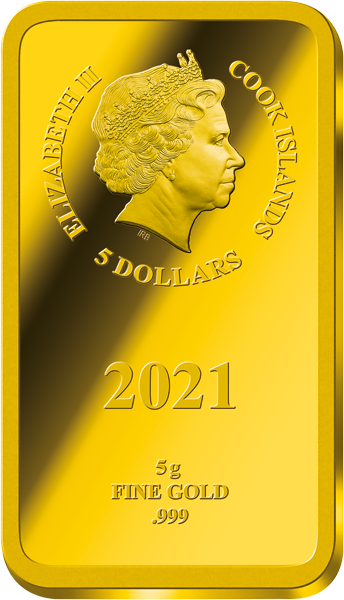 5 Dollars Cook-Inseln Goldbarren Harry Potter - Harry, Ron und Hermine 2021
