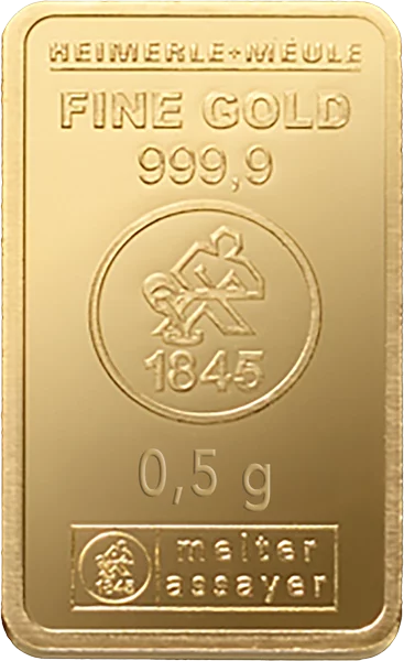 5 x 0,5 Gramm Gold Heimerle & Meule Secain Card